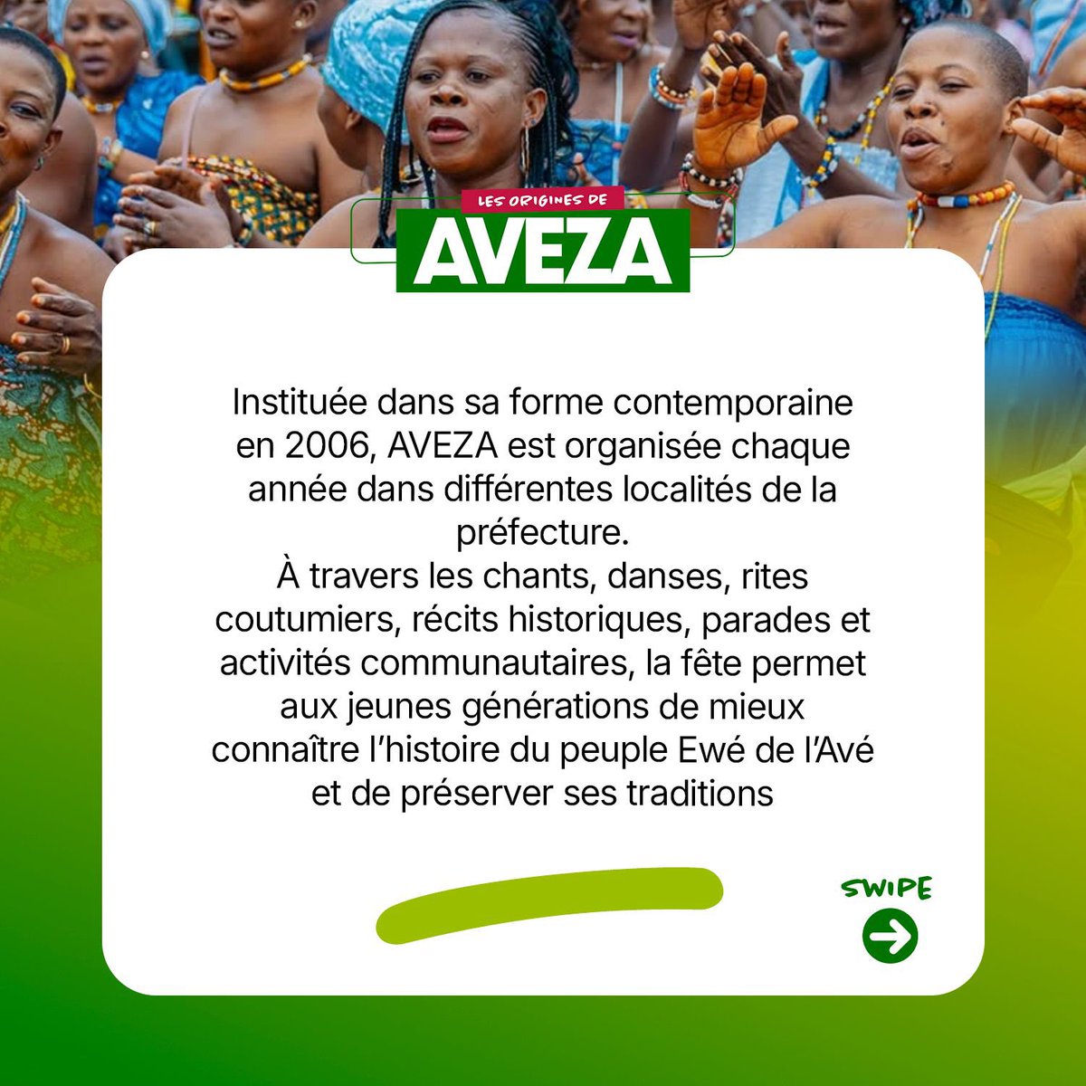 denyigban's tweet photo. AVEZA 2026, c’est la célébration d’une identité qui se transmet, se partage et se renouvelle au fil des générations. À travers ses retrouvailles, ses traditions et ses valeurs, la fête fait vibrer le peuple de l’Avé au rythme de son histoire et de son avenir.

#Denyigban
#Aveza https://t.co/BGnfTsg9zL
