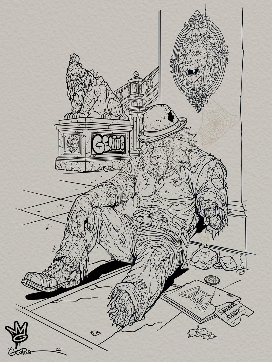 ElRealGenius's tweet photo. HELP ME NAME THIS ART PIECE.

What title captures the dust, decay and time standing still?

Drop your best name in the replies. If your title is chosen, you’ll receive a signed 5×7 print of the final  artwork by Genius. 

@LoadedLions_CDC  @cryptocomnft #loadedlions #GENIUS https://t.co/nwOUww4jwJ