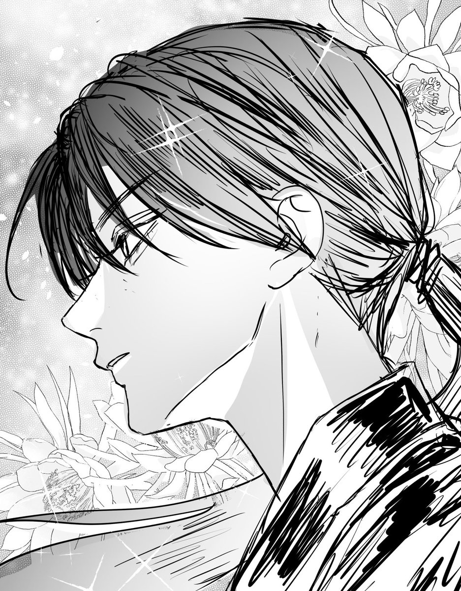 Jomonizm's tweet photo. 「人間とは思えない美しさ✨」というキャラを作画中。。。
難しいけど楽しい！

画面を見栄え良くするのって、人物の作画はもちろんだけど背景をいかに華やかにするかが鍵で、花の素材とほわほわトーンをいかに収集するかにかかってる気がする😭

これは練習ラフ👀
コツコツやろう😭 https://t.co/EfYOWRw4N3