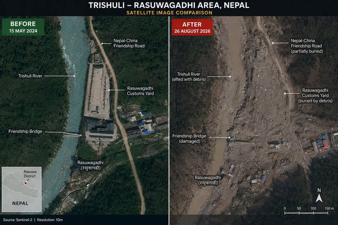 MountKdn's tweet photo. @Asahibozi I know introspection is difficult for any1 but just look at this, if the audacity and disregard to build the main border post within river bed itself narrowing river path then what all else disregard they would hav had for other infra projects there https://t.co/nWNb3VRFIm