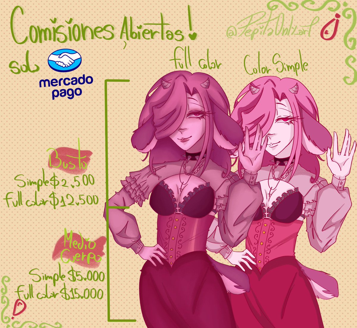 pepitaOnly_art's tweet photo. 🎨✨ ¡COMISIONES ABIERTAS! ✨🎨

🇦🇷 Comisiones disponibles únicamente para Argentina.

Toda la info, precios y condiciones están en la imagen 💗

📩 DM si estás interesado/a.
🔄 Compartir también ayuda muchísimo 🫶

#CommissionOpen #CommsissionArt #animeArt #ComisionesArgentina https://t.co/hO4fSHmQBo