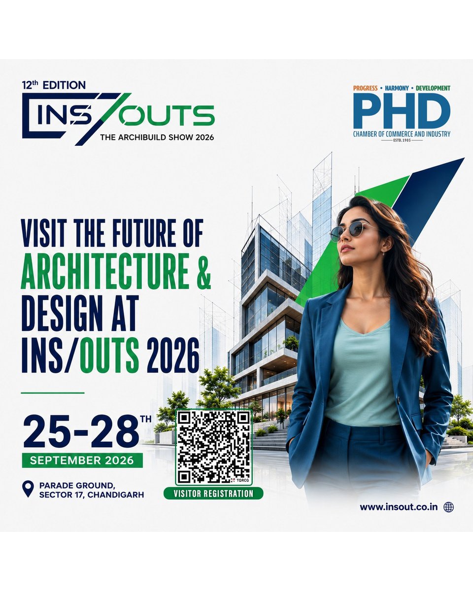 InsandOutsIndia's tweet photo. Discover New Products, Design Trends & Ideas at INS/OUTS 2026!
π
25β28 September, 2026
π Parade Ground, Sector 17, Chandigarh
Come as a visitor. Explore. Discover. Get Inspired.
Visit INS/OUTS 2026. Discover. Connect. Explore.
#insouts2026 #InsOuts #PHDCCI #ArchitectureExpo https://t.co/sKSLklWG1r
