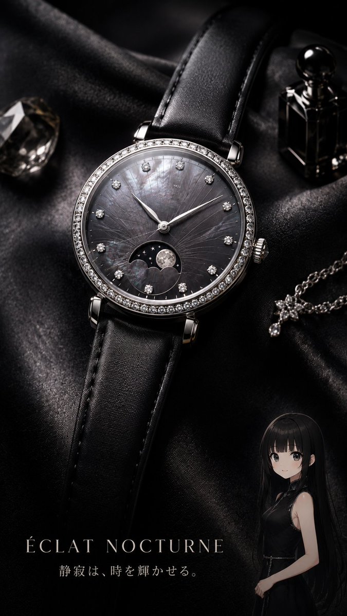 Toyodachiya's tweet photo. #WithYouInTime #うはおけプロンプト
黒曜石で作られた高級腕時計です!⌚️✨
モデルはわたしのオリキャラ
豊田千夜(とよだちや)ちゃん!🌸
흑요석으로 만든 고급 손목시계입니다!
모델은 제 오리지날 캐릭터 토요다 치야쨩! https://t.co/mDzoMUytMO