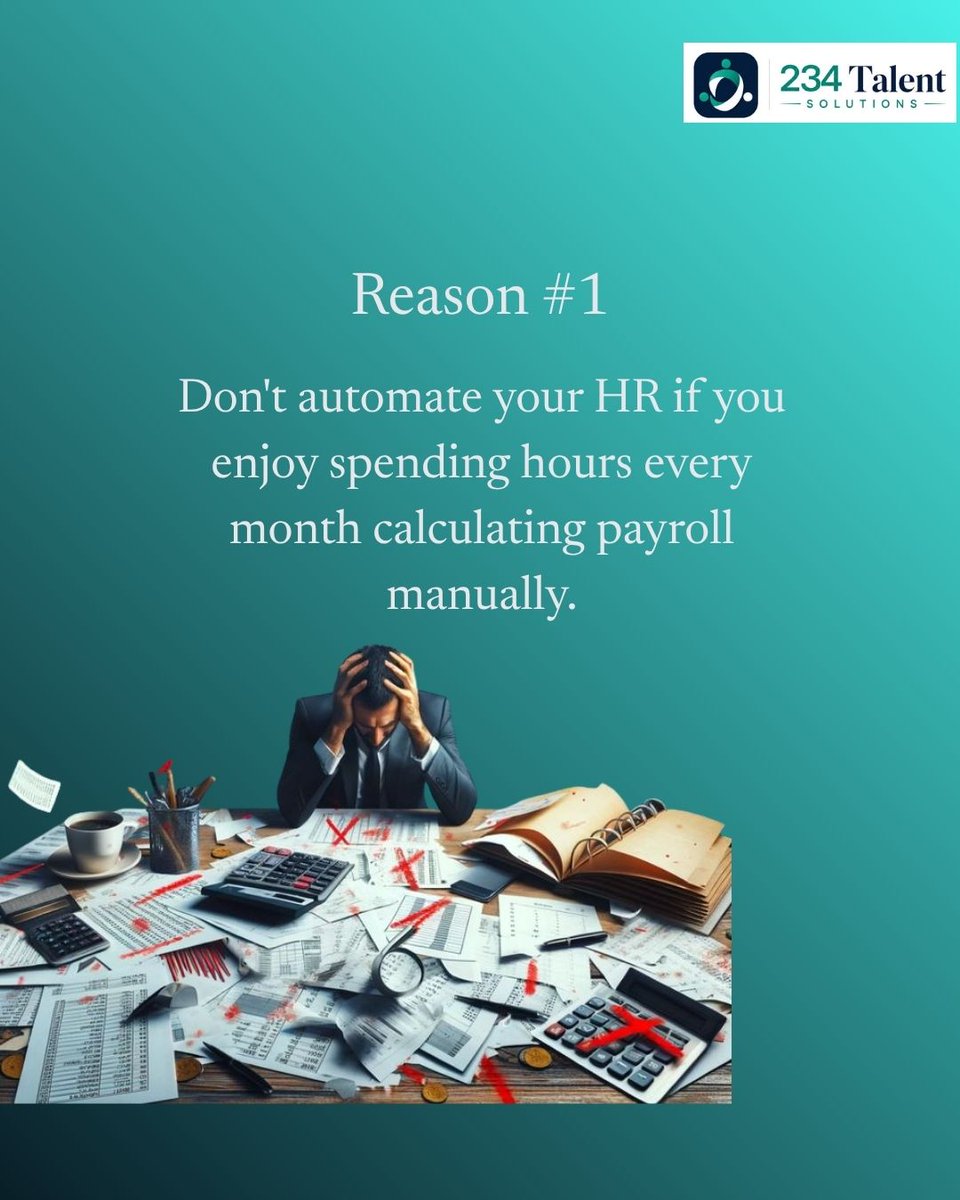 234Solutions's tweet photo. 3 Reasons You Should NEVER Automate Your HR Processes:

You love paperwork.
Payroll errors are fine.
Tracking leave manually is fun.

Still reading? Then it's probably time to automate.

https://t.co/0UxqXMUVeA

#HRTech #Payroll #HRSoftware #234TalentSolutions https://t.co/fgwKS4Ck7H