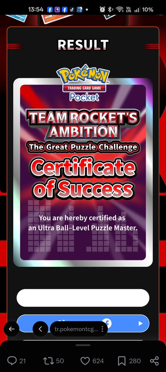 Uthrutt's tweet photo. @PokemonTCGP Done https://t.co/gchjrMI6hz