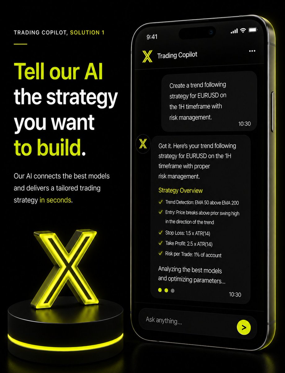 XiTradingAI's tweet photo. Turn your ideas into trading strategies in seconds.

Describe what you want in natural language. 

AI transforms your vision into code, making strategy development faster, smarter, and more accessible.

This is the future of trading ➡️https://t.co/RZETSDKRvv https://t.co/CLBjM38lDX