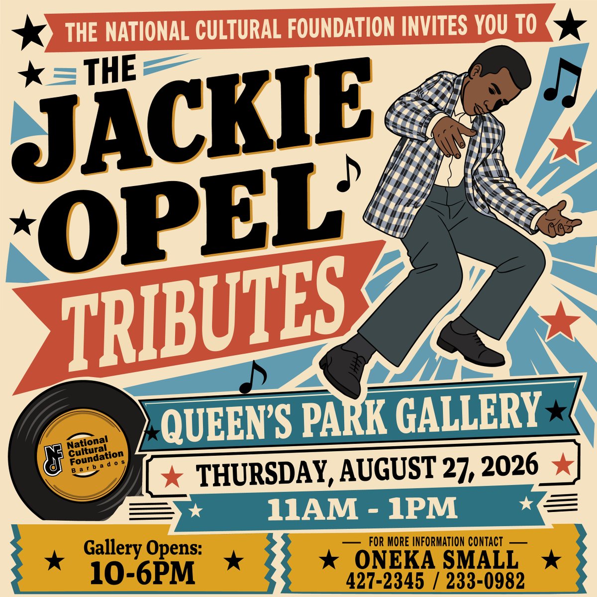 NCFBarbados's tweet photo. It’s Jackie Opel Day 🎶 

Join us at Queen’s Park Gallery today for The Jackie Opel Tributes, a special celebration of the Barbadian music pioneer whose extraordinary voice and creation of Spouge left a lasting mark on Caribbean music.

🕚 11 AM to 1 PM
📍 Queen’s Park Gallery https://t.co/aPFWZi4k3T