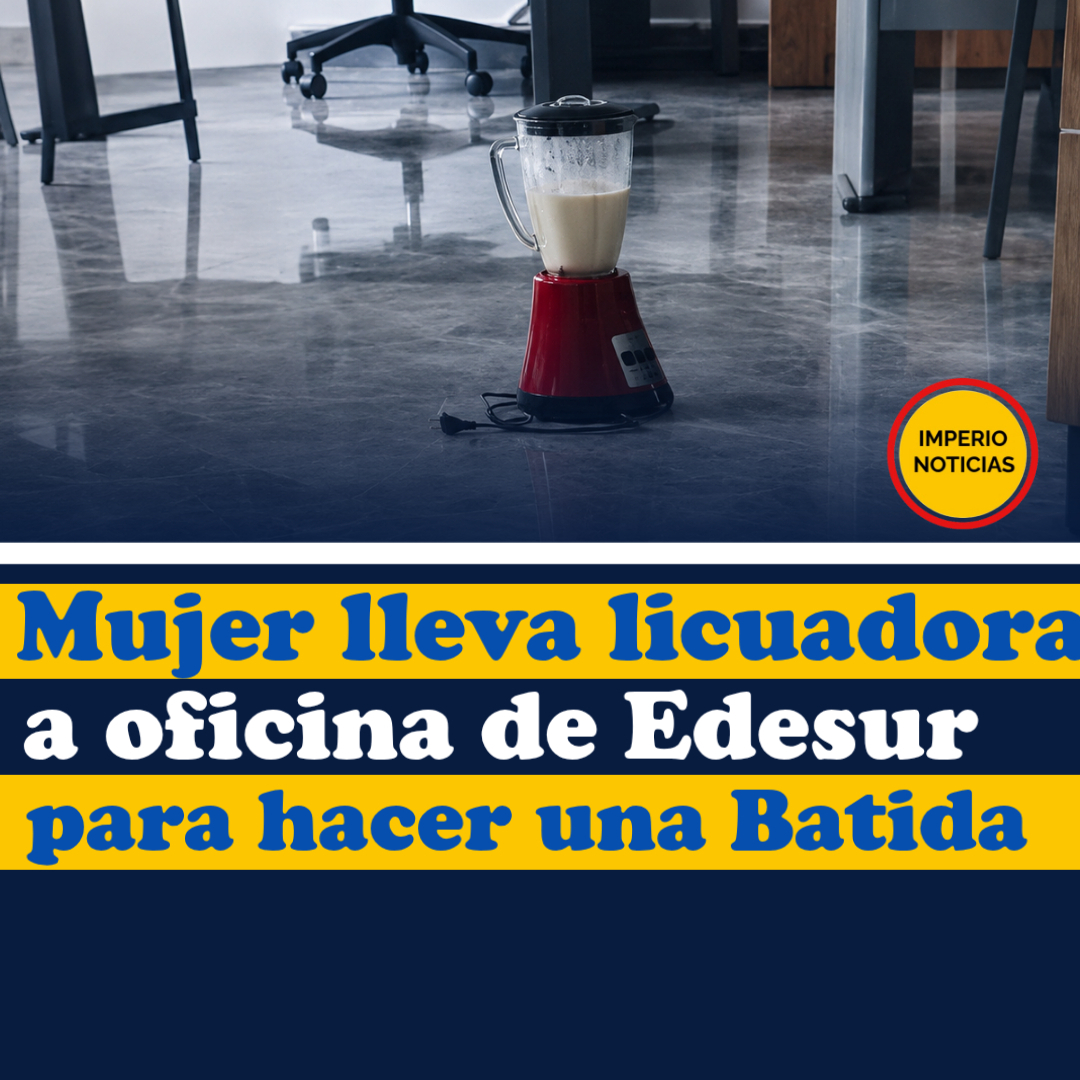 MorosaSandra's tweet photo. Insólito hecho en EDESUR: una mujer acudió a una de sus oficinas con su licuadora para hacer una batida, llamando la atención de empleados y clientes. https://t.co/fvl29hyi6p