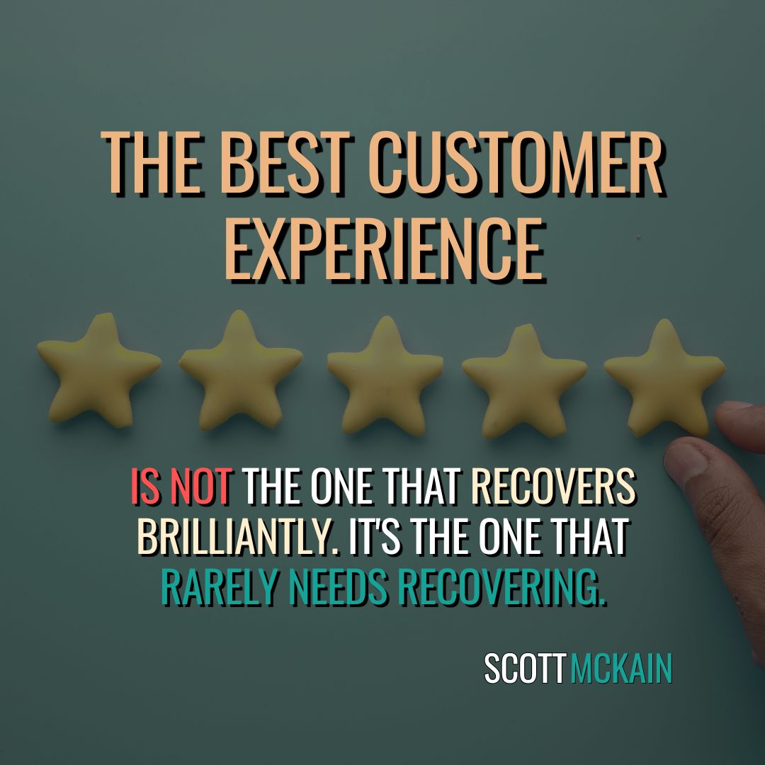 scottmckain's tweet photo. Some organizations take pride in how quickly they solve customer problems.

That's certainly important. But what if the better goal is making sure the problem never occurs in the first place?

The best customer experience isn't the one that recovers brilliantly. It's the one that rarely needs recovering. When we anticipate customer needs, remove unnecessary friction, and simplify the journey, we change the conversation.

Instead of apologizing...

We're creating confidence.
That's where trust begins to grow, not because we responded well, but because we designed the experience thoughtfully from the start.

As you reflect on your own customer experience, where could one small improvement eliminate a recurring frustration before it ever reaches the customer?

#CustomerExperience #Leadership #BusinessDistinction #CustomerLoyalty #BeyondDistinction