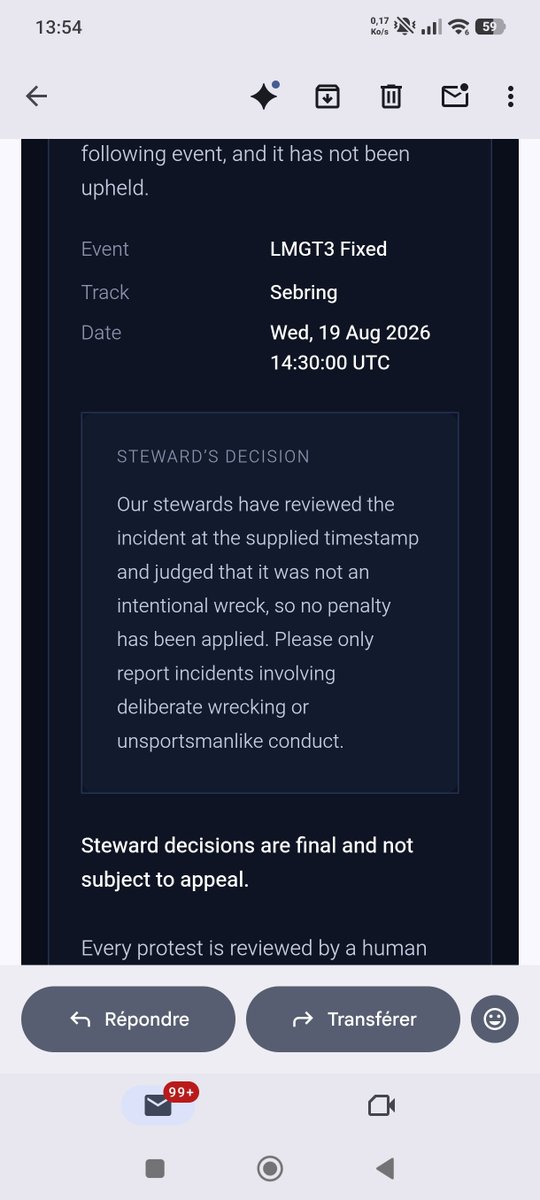 _IDODO_'s tweet photo. So this intentional wreck, after the guy was raging behind me in the chat, is a non penalty @LeMansUltimate ???! Was your steward drunk seriously? 

@SkyZiiHD regarde la dinguerie du mail https://t.co/9HofHkADbg