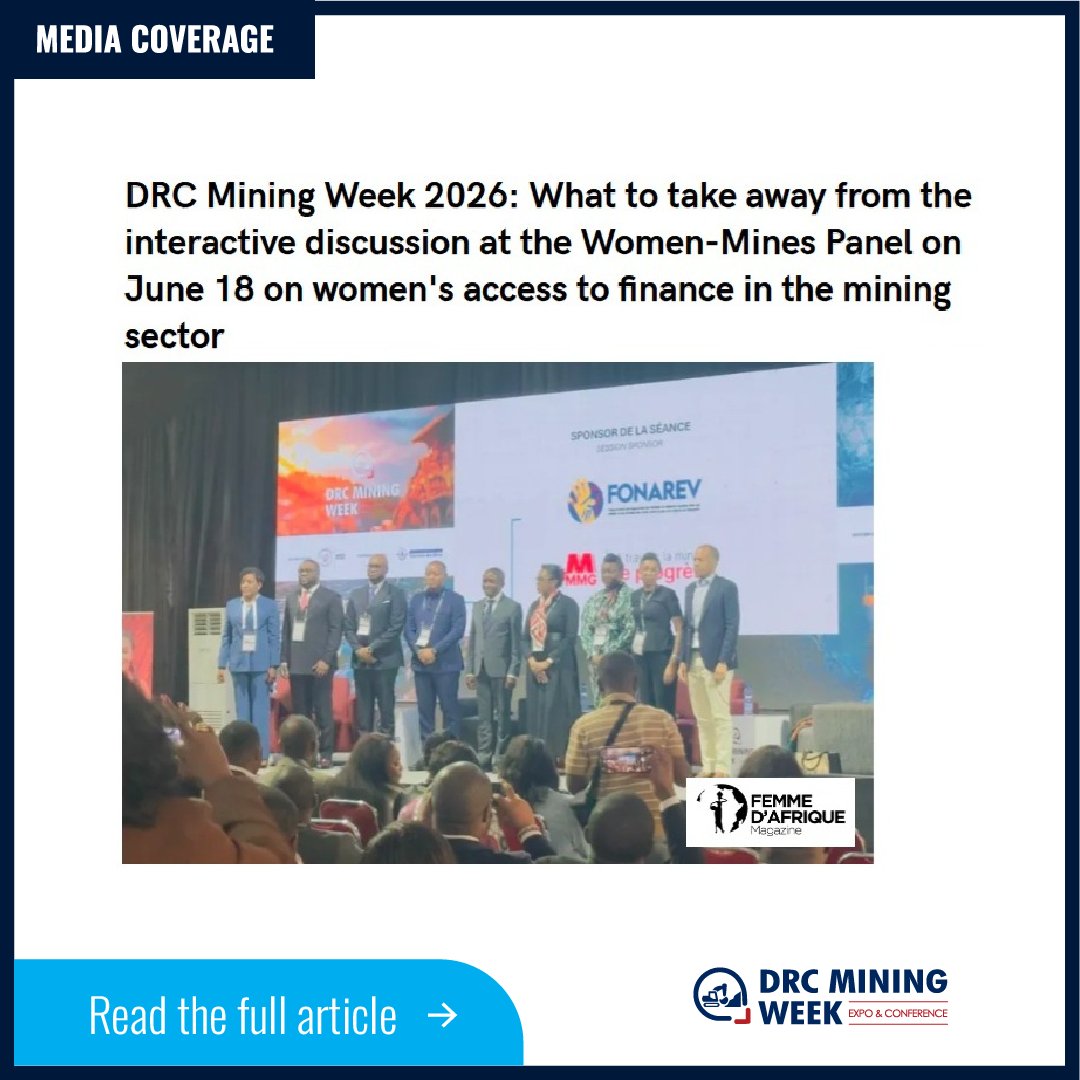 drcminingweek's tweet photo. Femme d’Afrique Magazine revient sur le Panel Women-Mines de la DRC Mining Week 2026 et les échanges autour de l’accès des femmes au financement dans le secteur minier.

https://t.co/XQBhzSIM0S

#DRCMiningWeek https://t.co/x0ndfVc96b