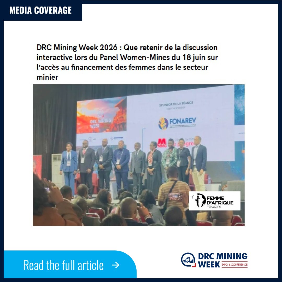 drcminingweek's tweet photo. Femme d’Afrique Magazine revient sur le Panel Women-Mines de la DRC Mining Week 2026 et les échanges autour de l’accès des femmes au financement dans le secteur minier.

https://t.co/XQBhzSIM0S

#DRCMiningWeek https://t.co/x0ndfVc96b