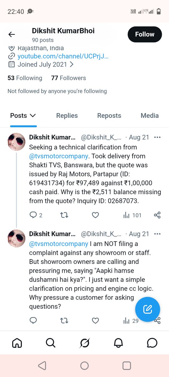 kumarforjustic's tweet photo. Shame on you @tvs https://t.co/1s3wDg24sm