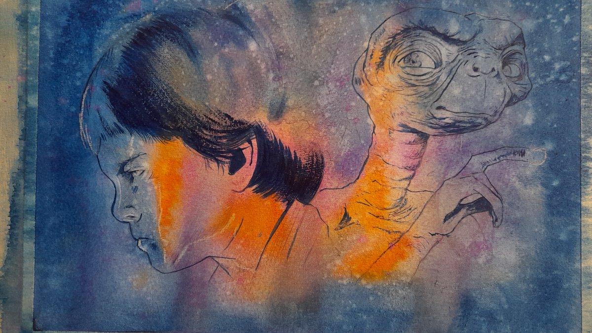portless's tweet photo. WIP ok so looks like this at min time to block elliots face in and get the shape defined see sometimes i sound like i know what im on about haha #Art #Illustration #Paintingprep #Portrait #Movies #ET #Scfi #Classicmovie #Commissionsopen https://t.co/ng2livWnJi