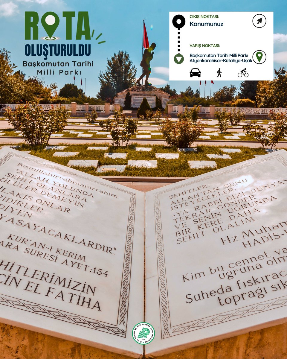 milliparklar's tweet photo. Tarihin izlerini taşıyan geniş bozkırlar, ufka uzanan tepeler ve nice kahramanlık hikâyesine tanıklık eden eşsiz bir coğrafya… 🇹🇷 

Başkomutan Tarihi Milli Parkı, Millî Mücadele’nin önemli dönüm noktalarına ev sahipliği yapıyor; anıt ve şehitlikleriyle geçmişin izlerini taşıyan pek çok hikaye anlatıyor.

30 Ağustos Zaferi'nin hemen öncesinde rotanızı milli parka çevirmenin tam zamanı! ❤️🤍

📍Afyonkarahisar – Kütahya - Uşak

@TCTarim