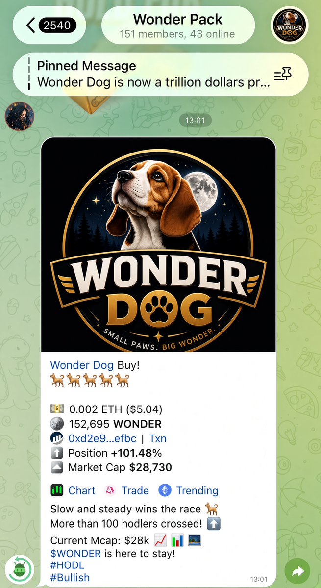 WonderdogEth's tweet photo. Slow and steady wins the race 🐕 
$WONDER is here to stay
100 hodlers crossed⬆️⬆️⬆️
Current Mcap: $28k📈📊⬆️
#bullish #hodl https://t.co/rE1NNKMJol