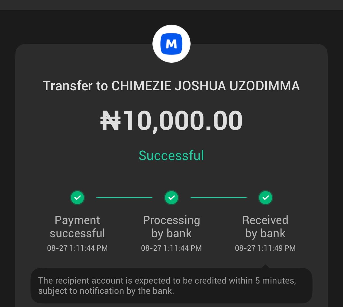 Alexander_igho's tweet photo. @OJ_PRESH1 money has been sent. https://t.co/BnHEjXt4Kf