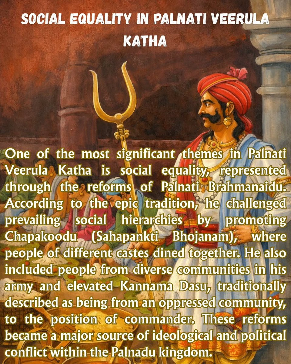 telugupatriot08's tweet photo. Srinatha, the Kavi Sarvabhauma, served as the court poet &amp; education minister in the Reddy Kingdom. He authored Palnati Veerula Charitra, a legendary Telugu heroic ballad written in Dwipada metre celebrating regional history.

#palnadu #andhra #telangana #teluguhistory #telugu https://t.co/c9UBfWbgnG