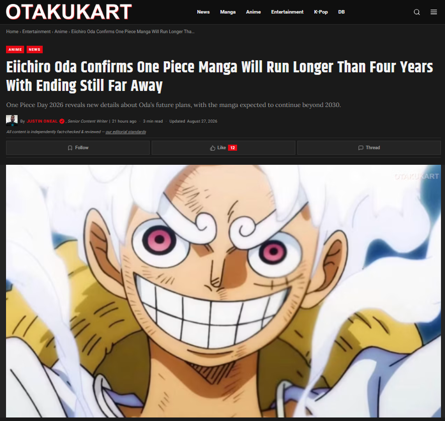 WSJ_manga's tweet photo. Eiichiro Oda has NOT confirmed that "ONE PIECE will be running for 4 more years".

Multiple outlets are reporting this headline under the assumption that the ONE PIECE FILM 'BAAD' movie announcement makes this information 'certain', but these are only assumptions. https://t.co/aZwoDWa0xT