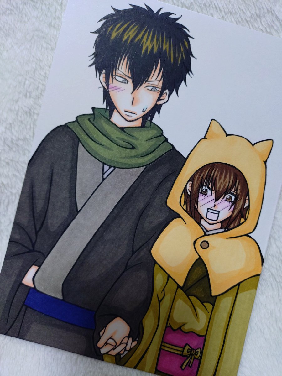 yuki_koeda's tweet photo. #銀魂 #夢小説 の表紙 #イラスト 
ヒロイン #市村葵咲 と #土方十四郎 です！🙌
年越し編第4話目！ダブルデートからの普通のデート😊💕
年越し編はこれにて完結！
小説、後程更新出来そうです🙋

#絵
#コピック
#アナログイラスト
#pixiv
#小説
#ドリショ
#イラスト好きな人と繋がりたい https://t.co/KSYRZ1l1kW