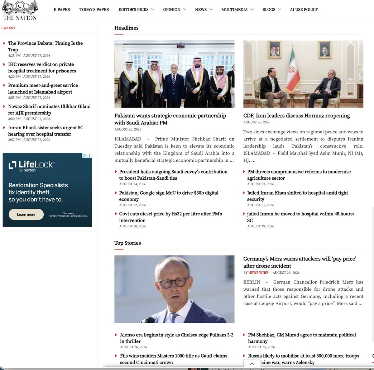 HNadim87's tweet photo. Barely 24 hours since 14 babies lost their lives in a fire at PIMS hospital, and it's already out of the news headlines replaced by the "Geopolitical" updates. 

These are the landing pages of Dawn, The News, and the Nation. 

The ruling elite doesn't want to spoil its "glorious" geopolitical relevance by the news of its horrific failures at home. 

Forget about accountability, they lack even basic humanity.