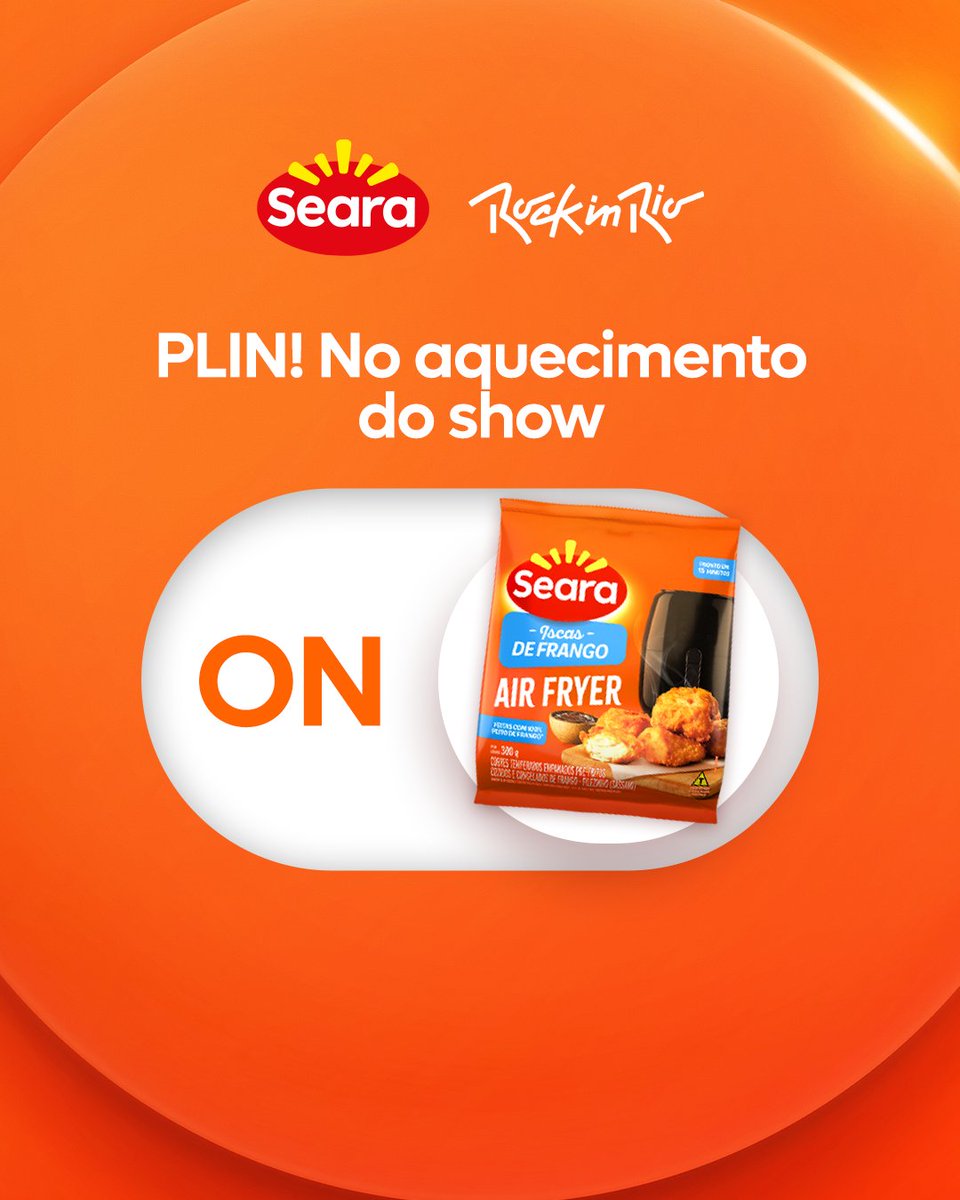seara_brasil's tweet photo. Com a linha da Seara Air Fryer é sem tempo ruim. Seu Rock in Rio 2026 vai ter um PLIN! para cada momento. Quem tá pronto pro aquecimento? Comenta aqui! 👇 https://t.co/aa320aGvnE