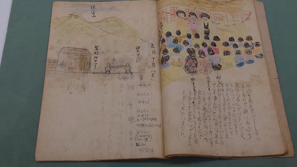 HaniwaProject's tweet photo. ＃東京都の博物館 ＃戦争 
中野区歴史民俗資料館

長野県や福島県へ疎開した中野区の子どもたち。

朝　味噌汁、おしんこ
昼　味噌汁、おしんこ
晩　味噌汁、あえ物、つけもの
おやつ　草だんご（じゃがいも、ごぼー葉）
※地域差あり

この時、政治家や軍部のトップの食事は何だったのだろう。 https://t.co/IzewMRtRRy