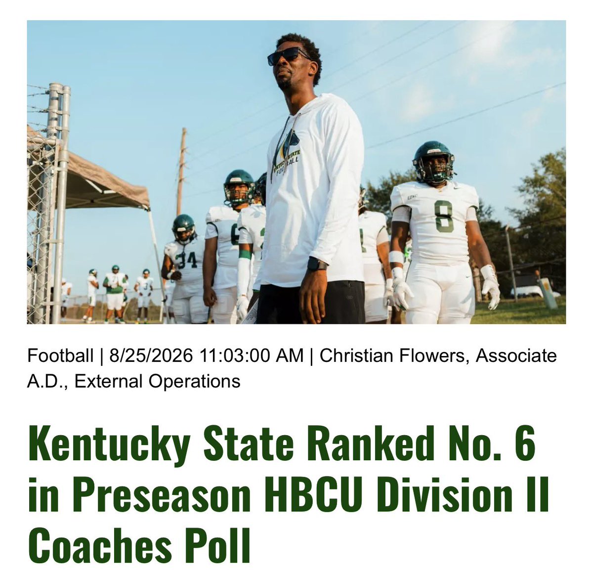 StevieJohnson13's tweet photo. #BillsMafia, let’s support one of our own! Former #Bills WR @F_Huggins80⁠ Felton Huggins is the Head Coach of @KyStateU Kentucky State University. 

Let’s show Coach Huggins some love and support as he leads the Kentucky State University Thorobreds! #BillsMafia #KSU #Thorobreds https://t.co/wSI4sFoz2u