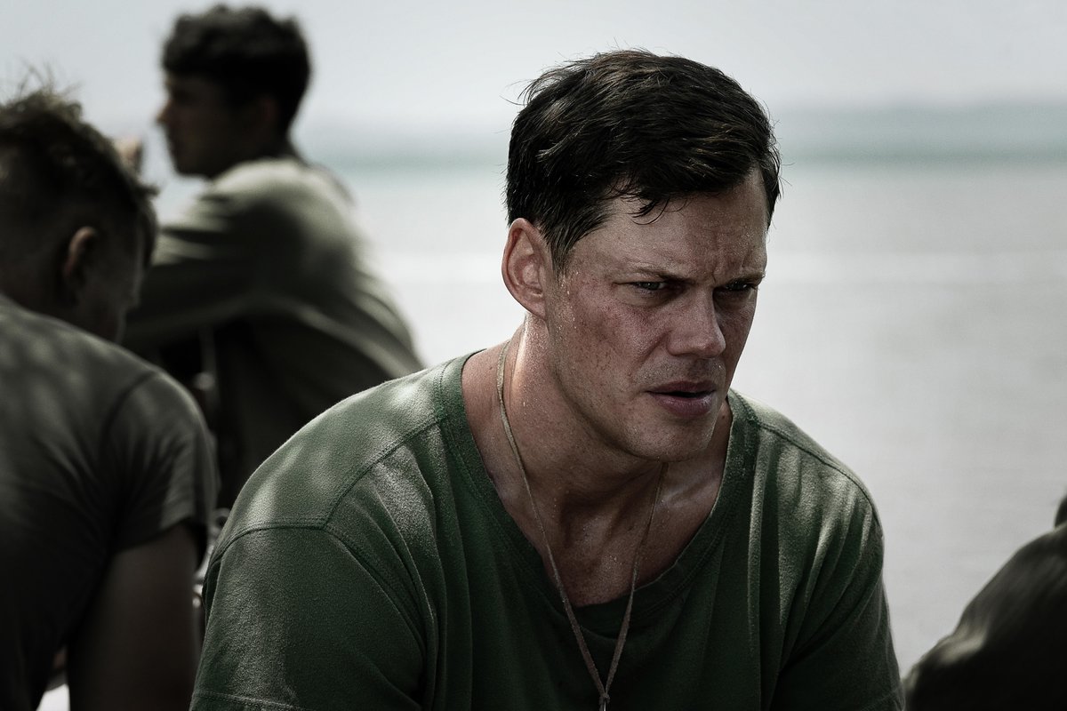 netflix's tweet photo. Based on a remarkable true story, following the attack on Pearl Harbor, four of America’s top college football stars set their fame aside to enlist in the Marines. 

From Peter Berg, starring Nicholas Galitzine, Bill Skarsgård, Ray Nicholson, and Tom Francis. THE MOSQUITO BOWL comes to theaters October 30 and on Netflix November 25.