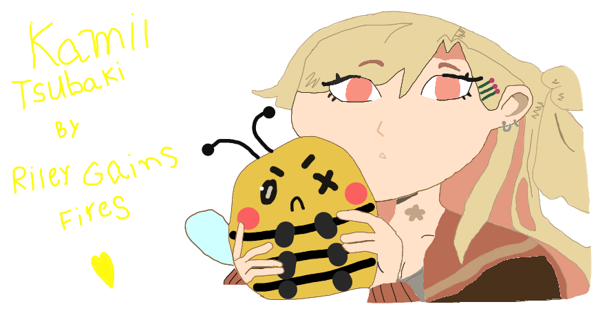 Riley42987's tweet photo. I finished another 2 drawings for my artwork list, Drawing No. 12 is the Queen Bee @Kamil_Tsubaki, also congrats for Kamil reaching 1,000 Followers on Twitch! 👏🐝💛 https://t.co/Cp9OuFA43S