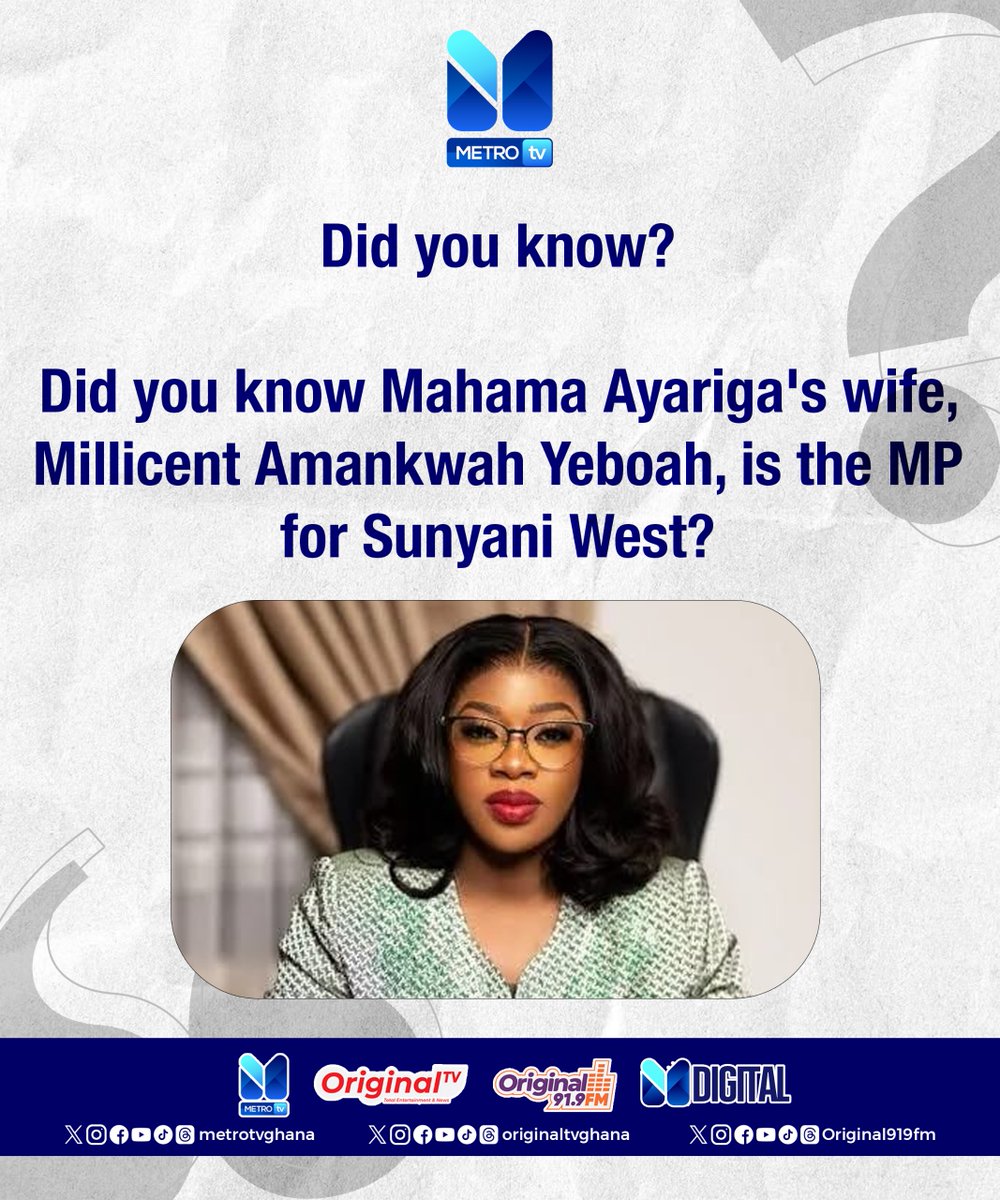 metrotvgh's tweet photo. Fun Fact: Did you know the MP for Sunyani West is the wife of the current Majority Leader? π€π§
#MetroDigital https://t.co/gP9j8ry8Ov
