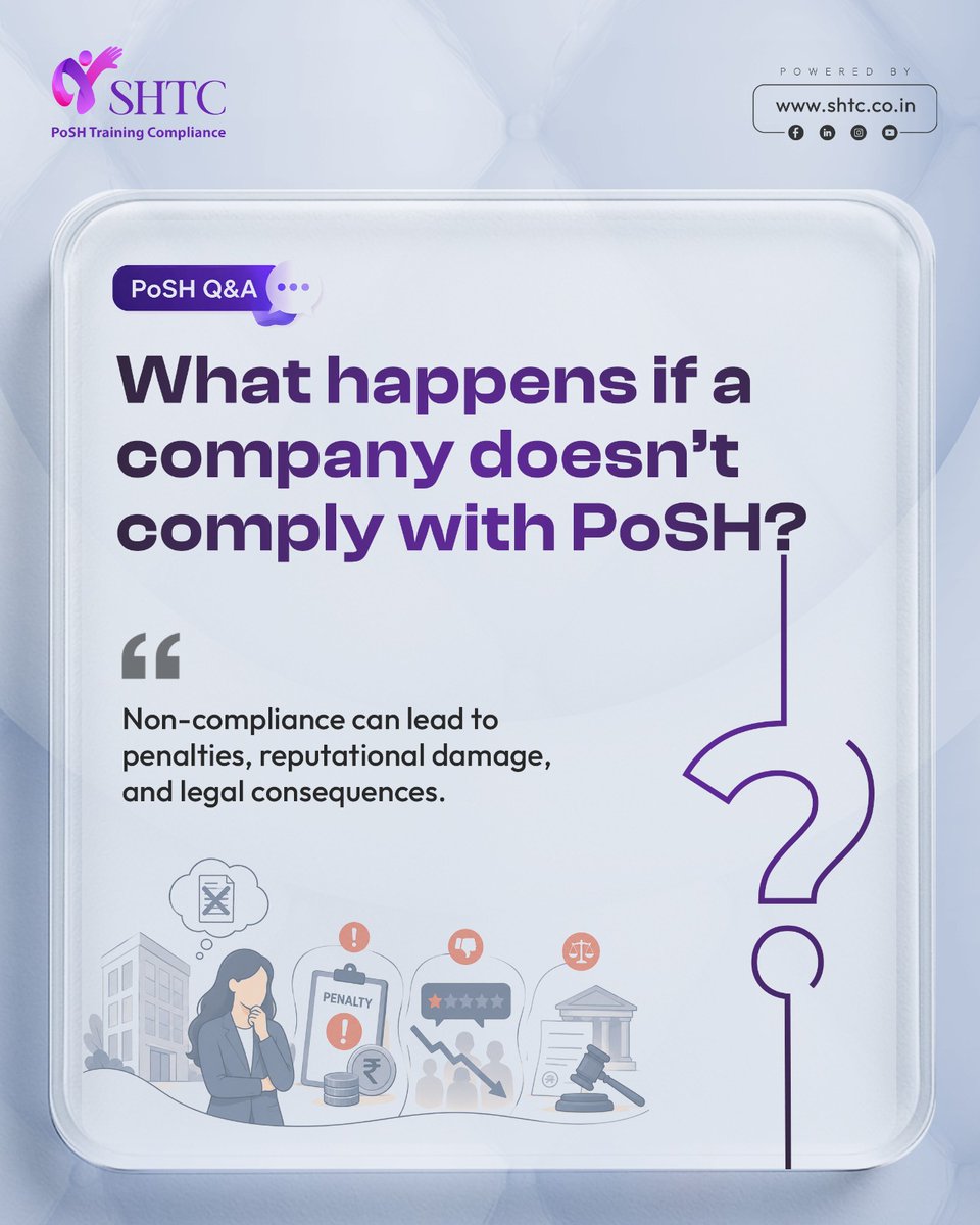 complywithSHTC's tweet photo. Compliance isn’t a checkbox - it’s protection.

Companies that ignore PoSH risk penalties, reputational damage, and legal fallout. Governance is the dfference between risk and resilience.

#governance #posh #trainingcompliance #compliancesolutions #shtc https://t.co/pL0iWHVo6s