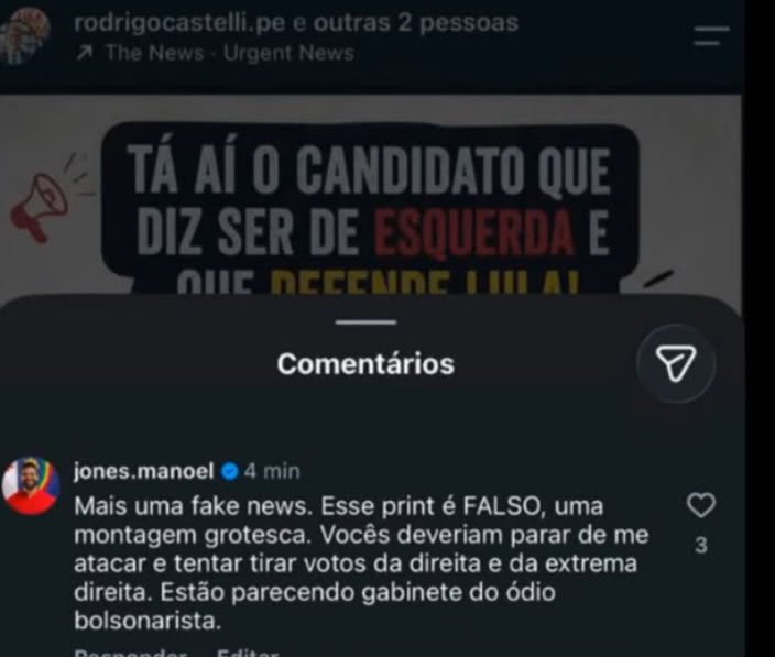 joaovitors007's tweet photo. @worstmemories @m41c4 @_pedrorods @PauloCamaraoPT me corrigindo. logo após o comentário do jones, eles apagaram a postagem e o rodrigo castelli ligou se desculpando. https://t.co/vxNAhvZV8x
