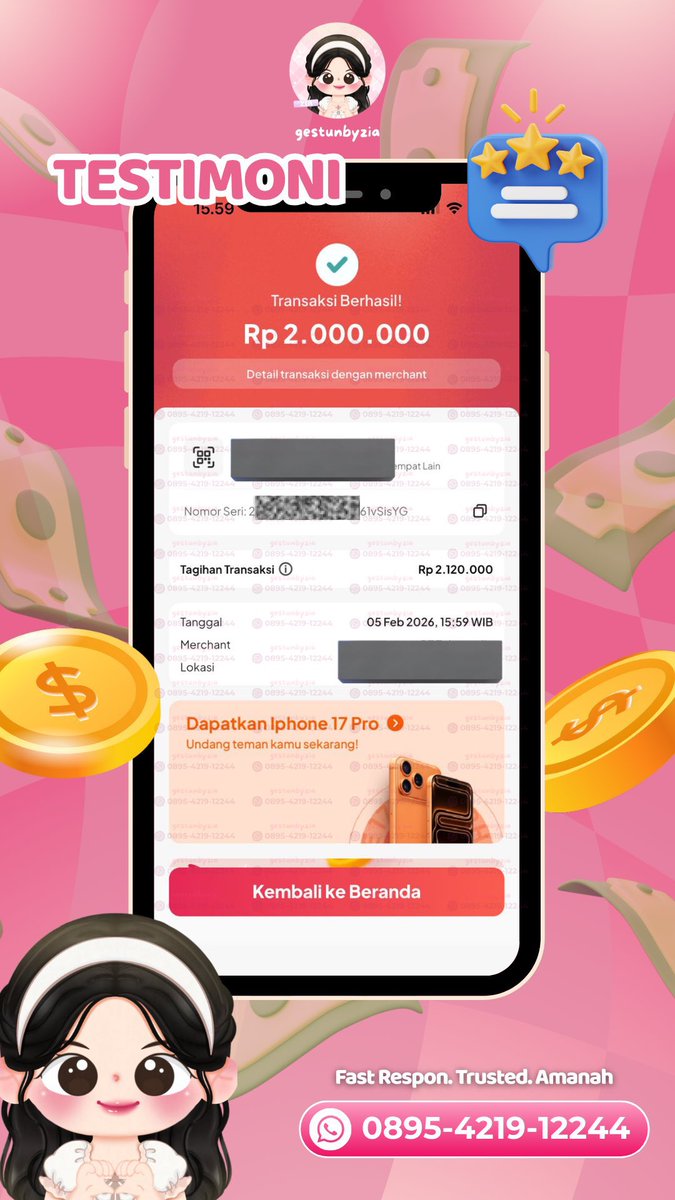 carqless's tweet photo. Gestun instan cair cepat 🌪 fēe aman ngga bakalan bikin shock ya di zia @gecmbii kaa 🫶🏻🥰 

— Tēsti up 5k, nominal kecil sampai puluhan juta aman bangett 😉

Since 2022, zia udah jadi kepercayaan banyak cust! #bealanja https://t.co/x1hzbops7B