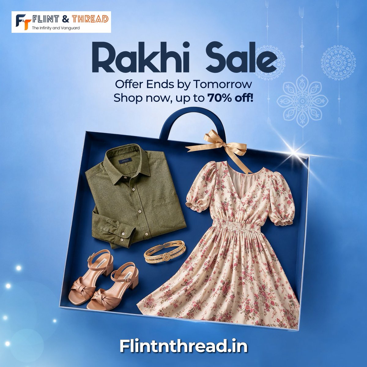 flintandthread's tweet photo. 🎁 RAKHI SALE – ENDS TOMORROW! 🚨
🔥 Up to 70% OFF
👗 Fashion for Everyone
✨ Perfect Rakhi Picks
⏳ Don’t miss out!
🛍️ Shop: https://t.co/ZzAiaH8Q27
#RakhiSale #RakshaBandhan #FashionSale #OnlineShopping #UpTo70Off https://t.co/Y5cyiO8AVn