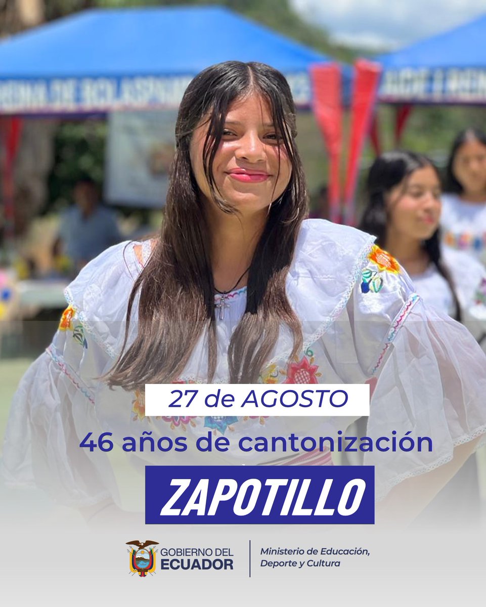 EducacionZ7_Ec's tweet photo. 🇪🇨🏫 Saludamos a Zapotillo, tierra de los guayacanes, en sus 46 años de cantonización.

Reafirmamos el compromiso de seguir construyendo un futuro lleno de oportunidades a través del aprendizaje, la cultura y el deporte.

¡Viva Zapotillo! https://t.co/aofdyIy5YB