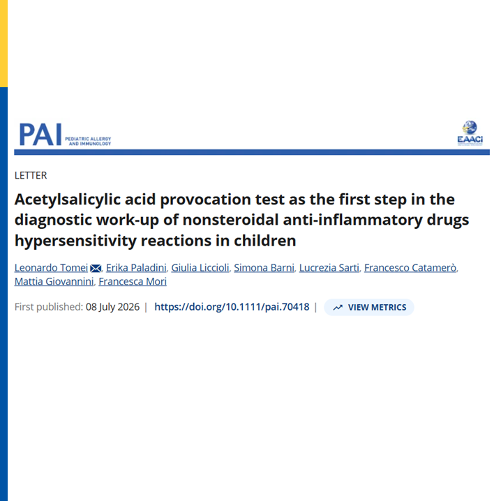pai_eaaci's tweet photo. You may have a look at this #letter “#AcetylsalicylicAcid #ProvocationTest as the first step in the #DiagnosticWorkup of #NonsteroidalAntiInflammatoryDrugs #hypersensitivity reactions in children” published in the #PAI_Journal.
Here: 🔗 https://t.co/kQIww96fCE https://t.co/CBu9rMx59I
