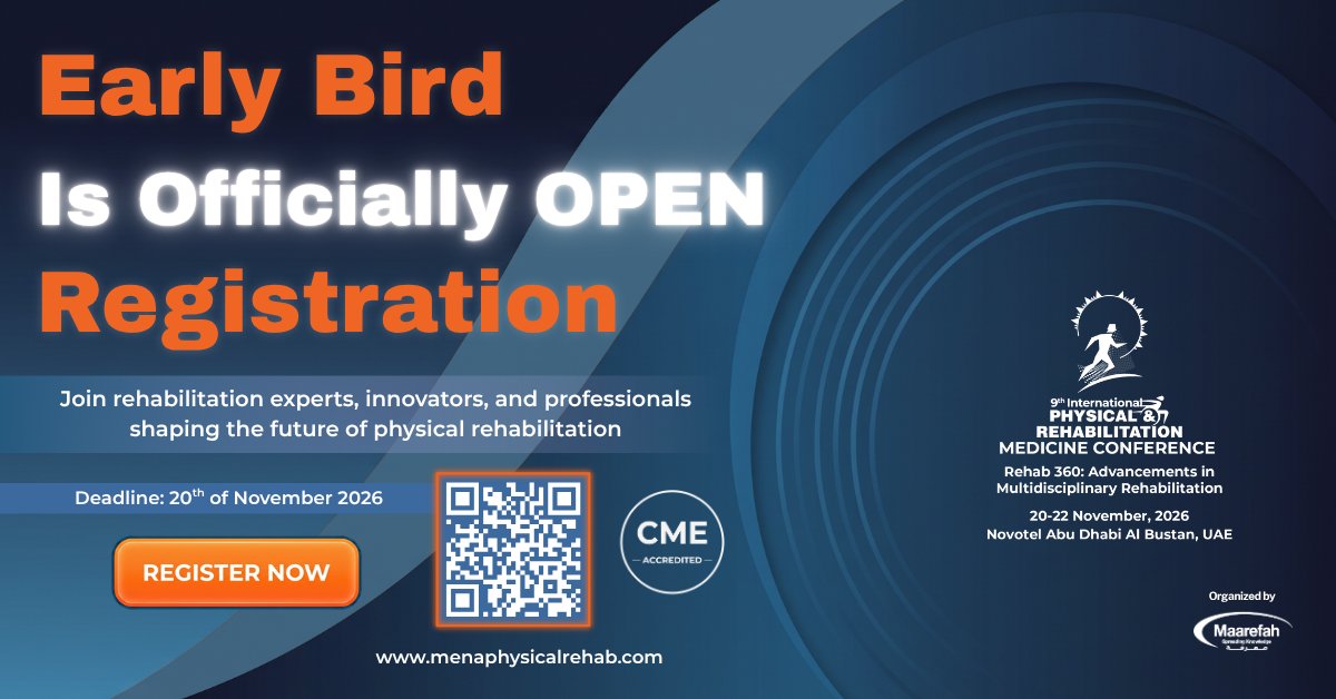 MENArehab's tweet photo. The future of rehabilitation starts with knowledge, innovation, and collaboration.
Secure your place and be part of the conversation shaping the future of rehabilitation.
🔗 Register now: https://t.co/xEUt6P8qN5

#IPRMC2026  #MedicalConference #AbuDhabi https://t.co/u6jrEPEoHI