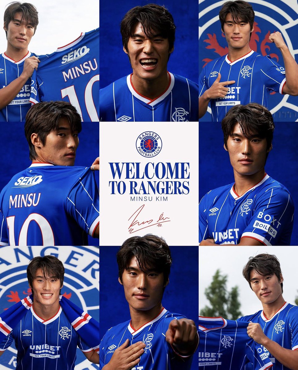 KNTFootball's tweet photo. “It is old but it is beautiful, and its colours they are fine 💙” 🎶

He looks amazing in the kit.  It was meant to be.  The 1st Korean ranger. 🇰🇷🤝💙🤍

#김민수 #rangersfc https://t.co/AVlBo9wCpA