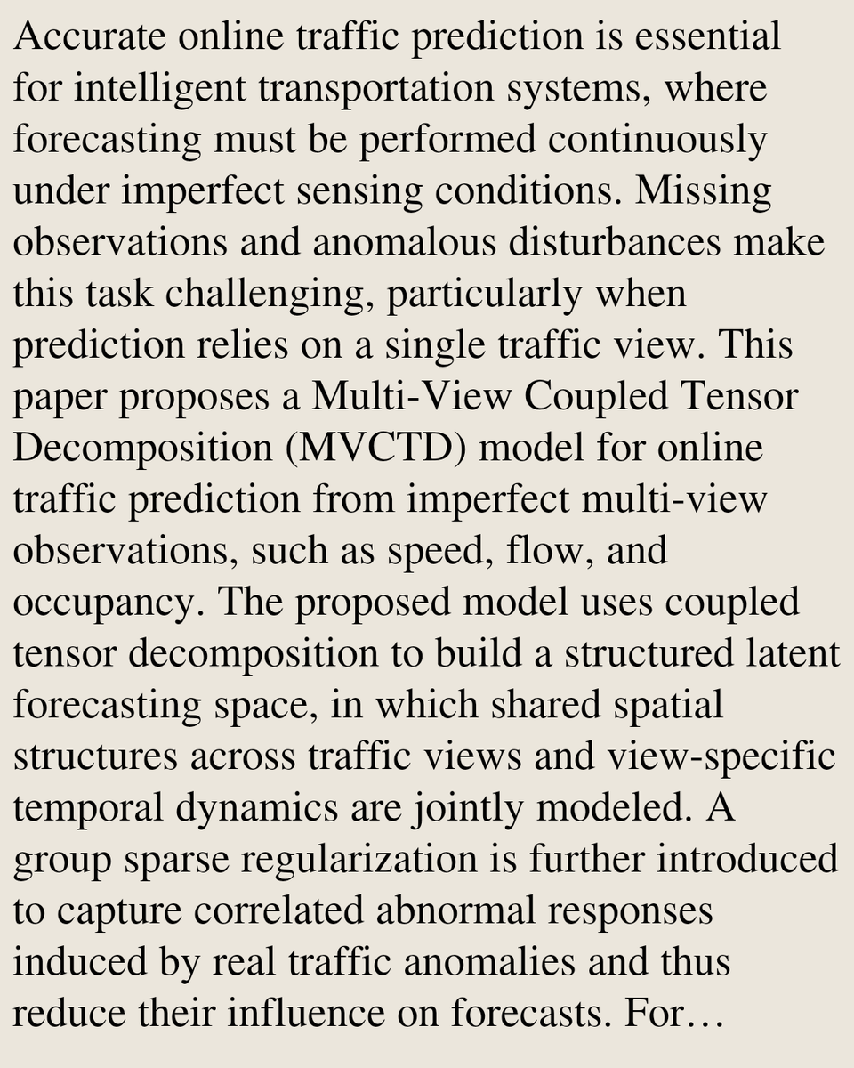 MathOCPapers's tweet photo. A Multi-View Coupled Tensor Decomposition for Lightweight Online Adaptive Traffic Prediction

Quan Yu, Jie Ni, Yu-Hong Dai, Xiongjun Zhang
https://t.co/augNuaZxtF [𝚖𝚊𝚝𝚑.𝙾𝙲 𝚌𝚜.𝙻𝙶] https://t.co/ItztFrh3IE