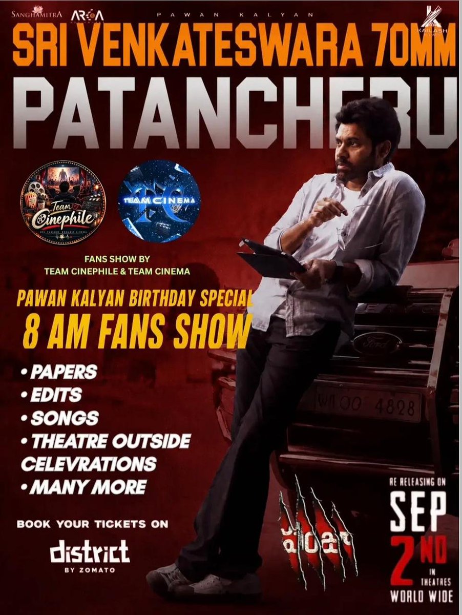 RCpuram_PKFC's tweet photo. #Panjaa4K
📍Sri Venkateswar Theater : Patancheru
📆 2nd September
⏱️ 7:45AM Fans Show💥🥵
Bookings Opened In District App✅Go &amp; Grab Your Tickets🎟ASAP. 

▪️Papers
▪️Songs
▪️Movie Scenes
▪️SPL Edits
▪️Welcome Card
▪️Mashups
▪️Thanks Card
▪️Many More Surprises
Wait For Madness🔥 https://t.co/K5hR3QjMRW