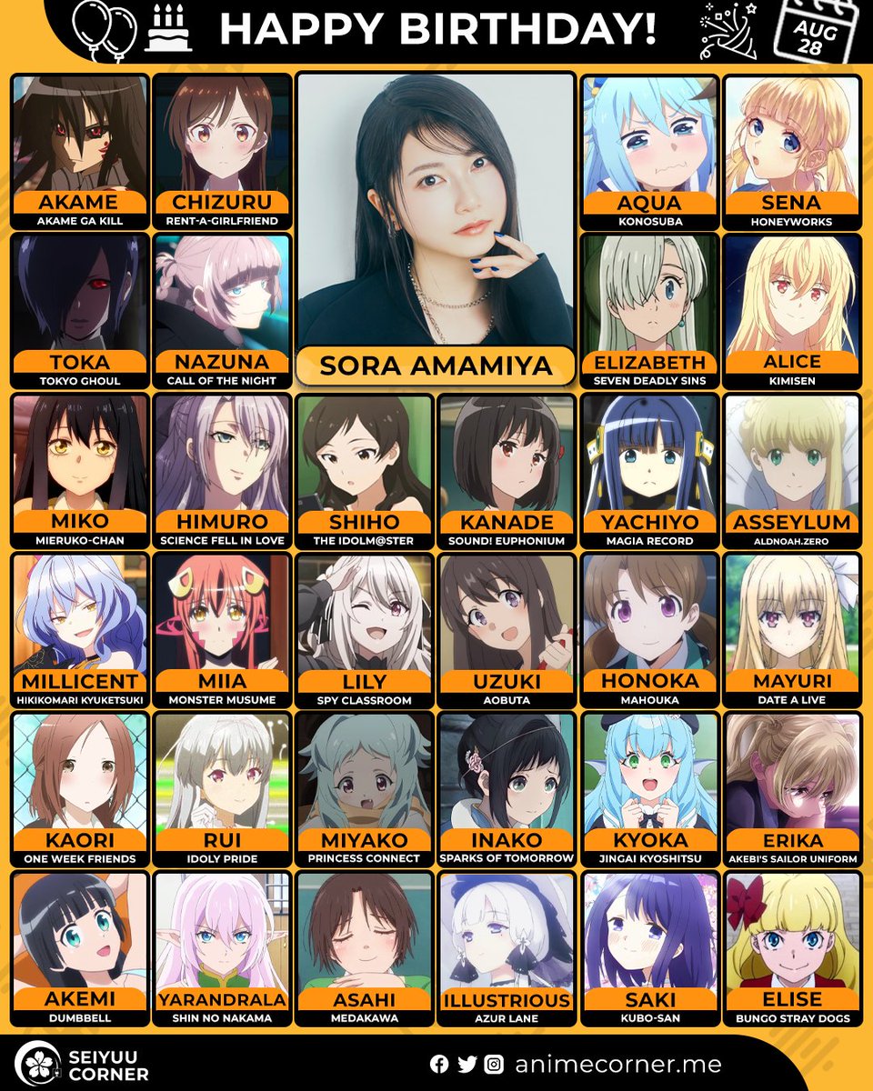 seiyuucorner's tweet photo. Happy birthday Sora Amamiya! 🎉 

Let's wish Ten-chan all the best @Amamiyastaff 

#SoraAmamiya #雨宮天 #雨宮天生誕祭2026 https://t.co/txFG0vIlwg