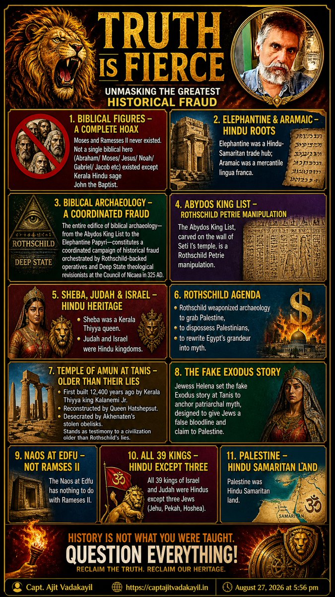 rakeshsivsn's tweet photo. ROTHSCHILD’S ARCHAEOLOGICAL FRAUD- Capt. AV
@arizonastate @UMich @msu @ucla @ucberkeley @utaustin @johnshopkins @brownuniv @UH_Cougars @pennstate @florida @UofSC @penn @wvu @nyu @gatech @uwmadison @ucf @alabama @uofmn @uw @uarizona @umsl 
Read:▶️https://t.co/DJacU2eUcf◀️ https://t.co/1x2Ke7wnAC