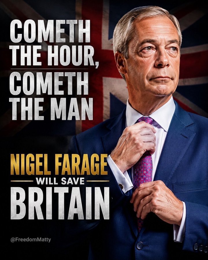 PDRNHPUK's tweet photo. For 34 years he has been a thorn in the side of our treacherous Establishment. Now he is a bigger threat than ever. Just wait until the Great Farage walks into No.10 in two years. The Battle for Britain will begin in earnest. Forward Reform!! https://t.co/yAQfBOpa20