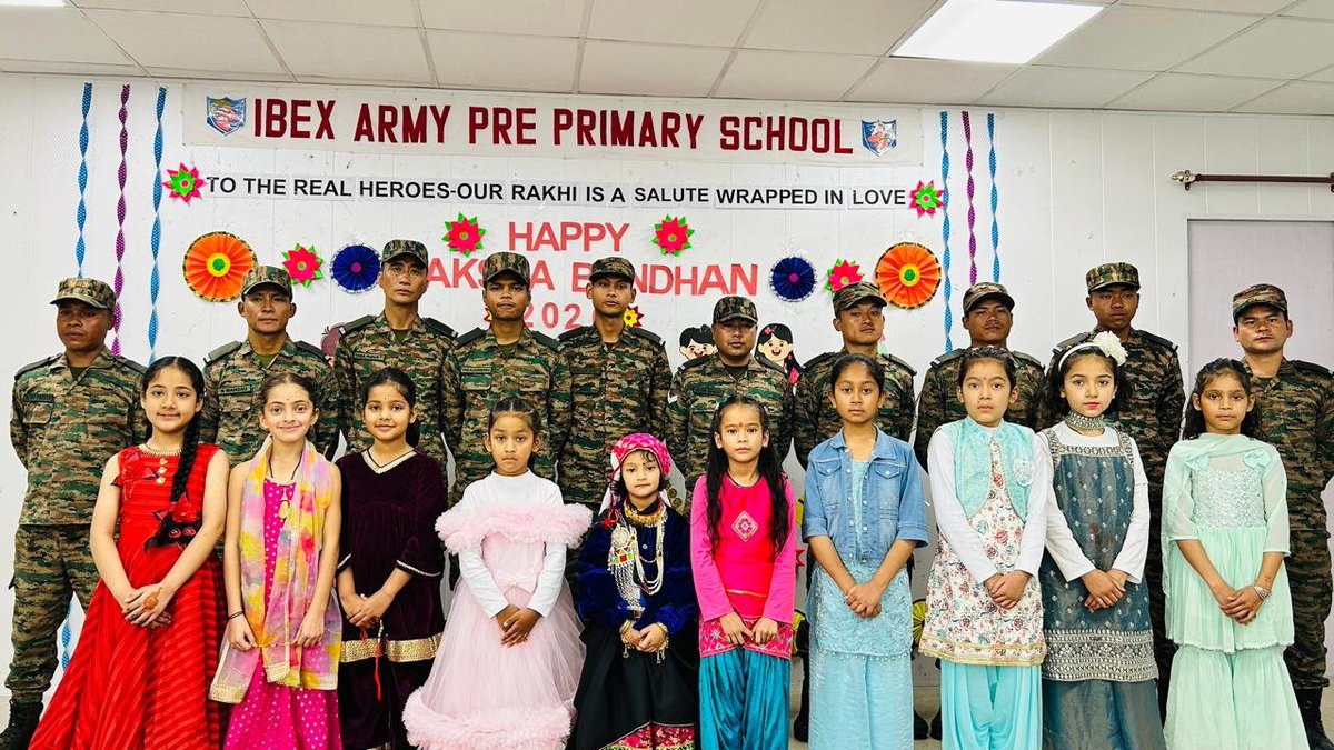 UBArea_IA's tweet photo. 🇮🇳 TINY HANDS. IMMENSE GRATITUDE. UNBREAKABLE BONDS.
At #Ibex Army Pre-Primary School, #Joshimath, little hearts sent a powerful message this #RakshaBandhan — tying Rakhis on the wrists of Indian soldiers who stand guard for the nation.
For every Rakhi tied, a promise echoed: you protect us, and we stand with you.
Innocence met courage. Love met duty. And a simple thread became a bond between generations.
This is where patriotism begins — in the hearts of our youngest citizens.
#RakshaBandhan #रक्षाबंधन #IndianArmy #भारतीयसेना #IbexBde #सेवा_और_बंधन #RadioIbexTarana
@adgpi @panchshulpulse @PRODefDehradun @suryacommand @IbexRadioTarana @radioibextarana @voiceofspiti @voiceofkinnaur  @ProDefLko @SpokespersonMoD @DefMinIndia