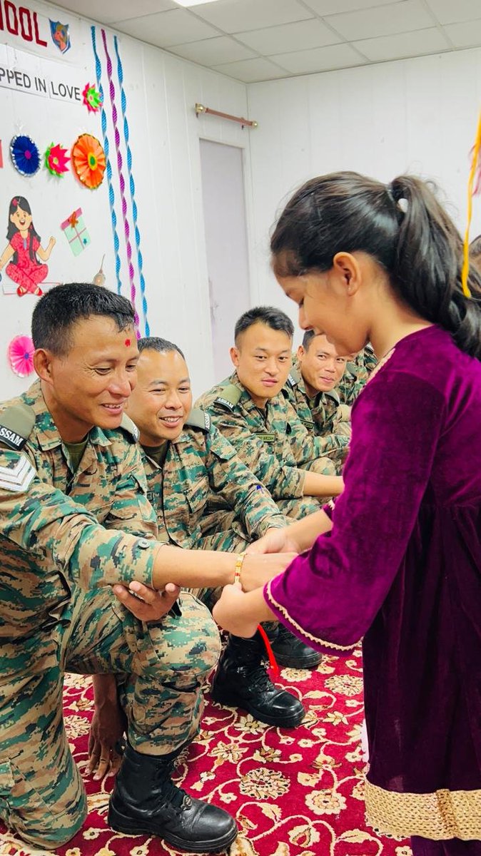 UBArea_IA's tweet photo. 🇮🇳 TINY HANDS. IMMENSE GRATITUDE. UNBREAKABLE BONDS.
At #Ibex Army Pre-Primary School, #Joshimath, little hearts sent a powerful message this #RakshaBandhan — tying Rakhis on the wrists of Indian soldiers who stand guard for the nation.
For every Rakhi tied, a promise echoed: you protect us, and we stand with you.
Innocence met courage. Love met duty. And a simple thread became a bond between generations.
This is where patriotism begins — in the hearts of our youngest citizens.
#RakshaBandhan #रक्षाबंधन #IndianArmy #भारतीयसेना #IbexBde #सेवा_और_बंधन #RadioIbexTarana
@adgpi @panchshulpulse @PRODefDehradun @suryacommand @IbexRadioTarana @radioibextarana @voiceofspiti @voiceofkinnaur  @ProDefLko @SpokespersonMoD @DefMinIndia