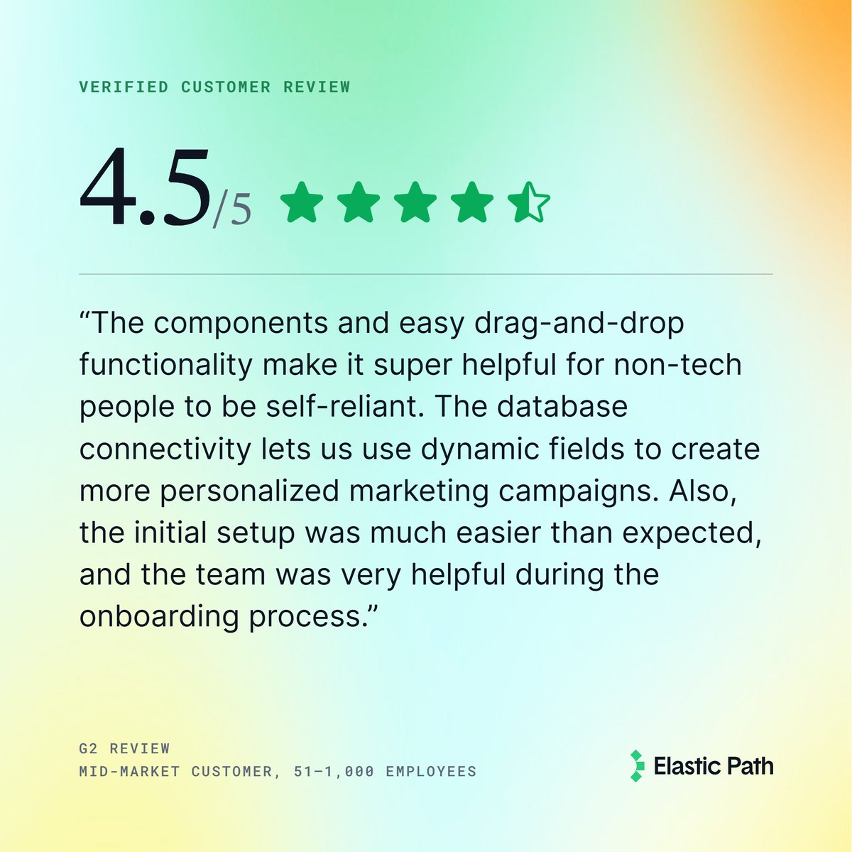 elasticpath's tweet photo. Powerful enough for enterprise. Intuitive enough for everyone who touches it.

The best commerce platforms don't just work for engineers. They work for the whole business. That's the Elastic Path difference. https://t.co/FbKTafjEuM