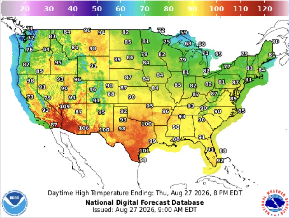FarmPolicy's tweet photo. 1/ Ag weather highlights from the @usda_oce, Aug. 27:
In the #CornBelt, sunny, mild weather is promoting corn and soybean development. Today’s Midwestern high #temperatures will remain below 90°F.
https://t.co/CCIWPkyaG8 https://t.co/5BJptNzny2