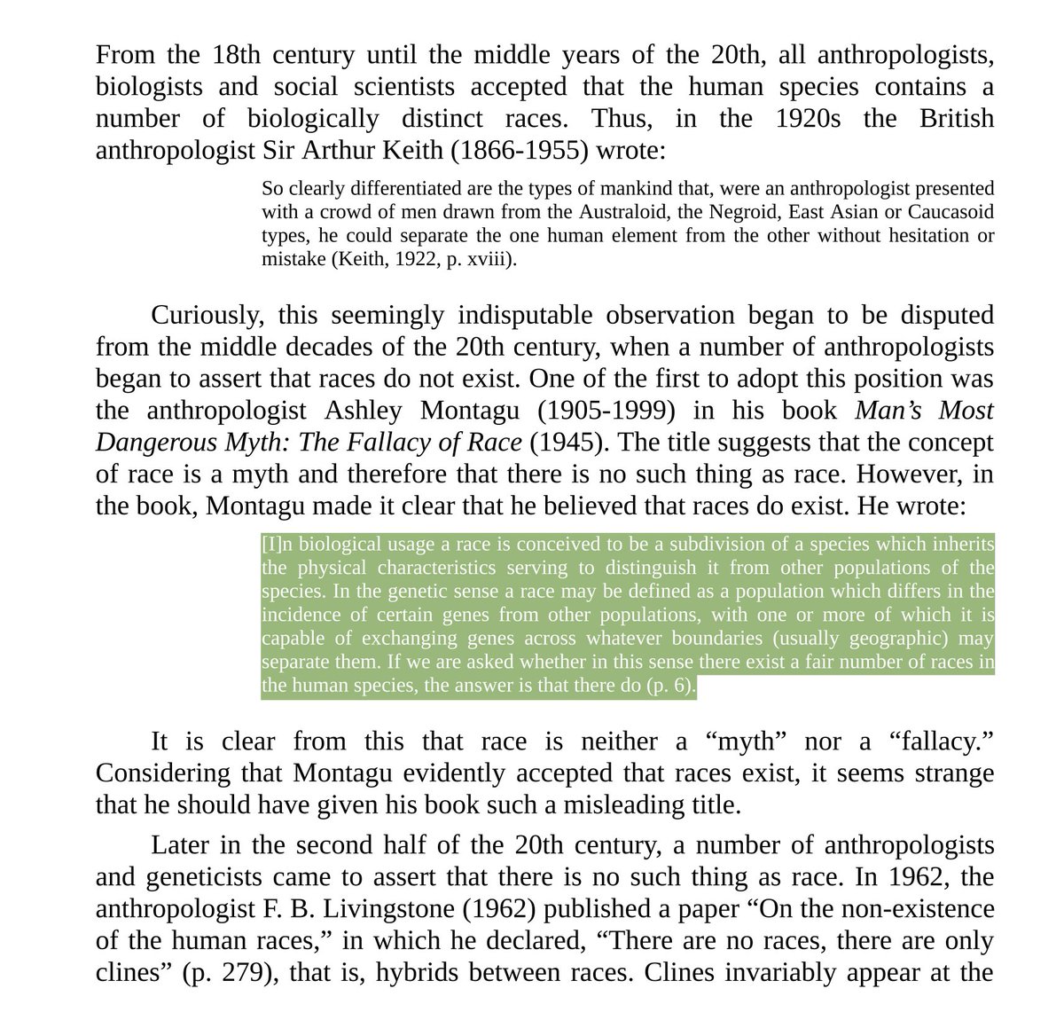 KirkegaardEmil's tweet photo. Anti-realists about race like to put Ashley Montagu in their curriculums for his book The Myth of Race. The trouble is that by their own definition, Montagu was a racist. He explains it himself quite clearly: https://t.co/mJ9gT0RXTZ