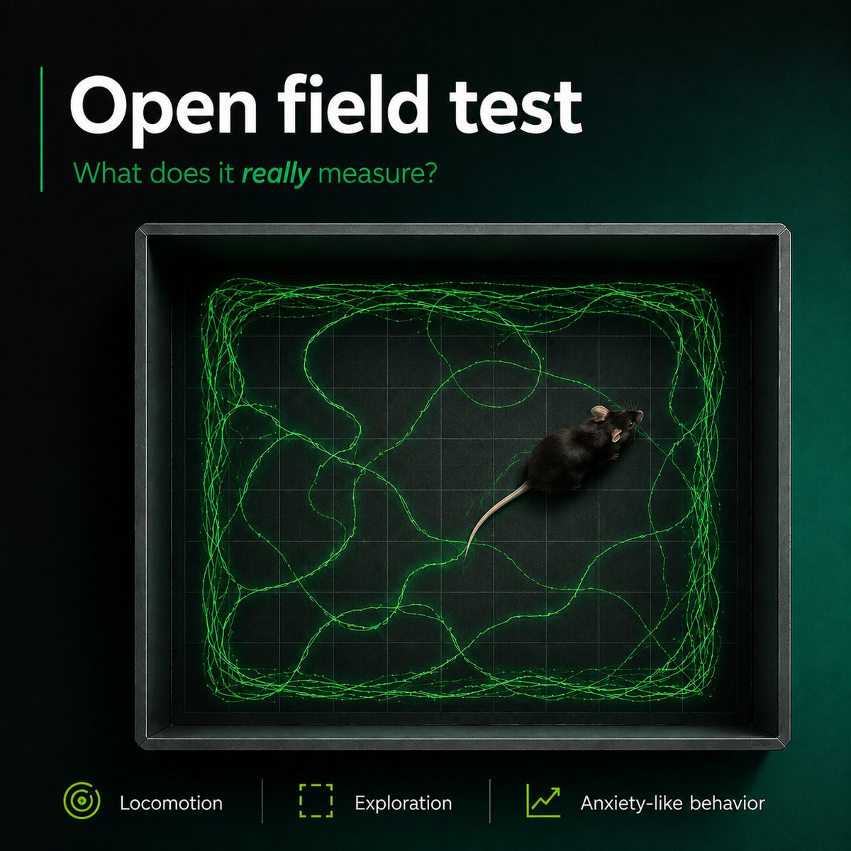 NoldusIT's tweet photo. What is an animal really telling you in an open field test?
Anxiety. Fear. A shift in locomotor activity. Or something else entirely?
We break it down 👇
https://t.co/jlim6LHcMe
#Neuroscience #AnimalBehavior #EthoVision https://t.co/H3bt16tplO